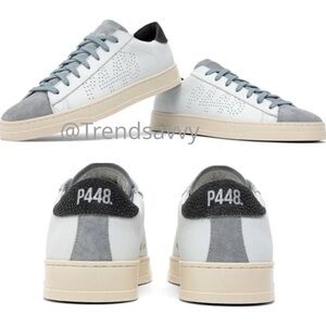 P448 Jack Leather Suede Sneakers Gray White Lace Up Italy 45EU 11.5-12 NWT
